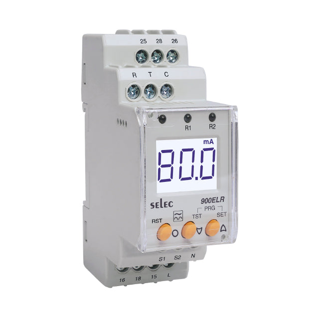 Selec Controls USA Inc. 900ELR-2-230V-CE 900ELR Falla a tierra 230VCA 0 ~ 99.9s 0°C ~ 50°C