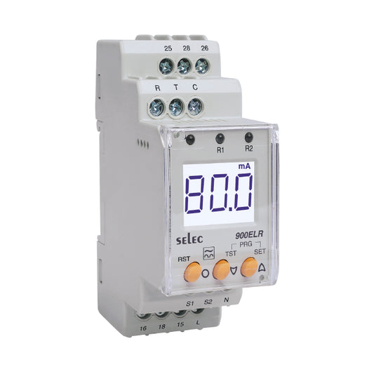 Selec Controls USA Inc. 900ELR-2-230V-CE 900ELR Falla a tierra 230VCA 0 ~ 99.9s 0°C ~ 50°C