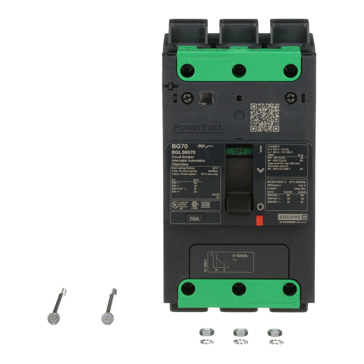 Schneider Electric BGL36070 PowerPact B Riel DIN Termomagnético 70A
