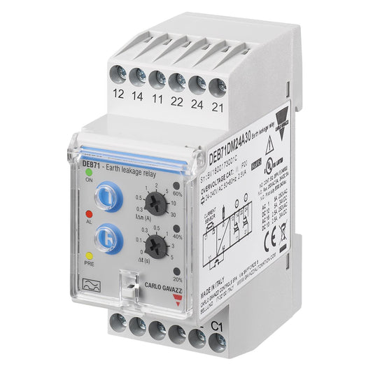 Carlo Gavazzi Inc. DEB71DM24A5 DEB71 Falla a tierra 24 ~ 240VCA 0 ~ 5s -25°C ~ 60°C