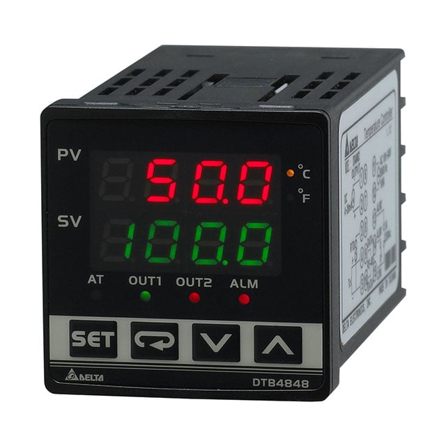 Delta Electronics/Industrial Automation DTB4848RR-D DT Process, Temperature Controller (RTD, Type B, E, J, K, L, N, R, S, T, TXK, U) -200°C ~ 1800°C, 0 ~ 20mA, 0 ~ 10VDC, 0 ~ 50mV