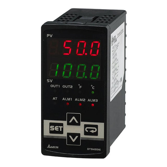 Delta Electronics/Industrial Automation DTB4896VVT DT Process, Temperature Controller (RTD, Type B, E, J, K, L, N, R, S, T, TXK, U) -200°C ~ 1800°C, 0 ~ 20mA, 0 ~ 10VDC, 0 ~ 50mV