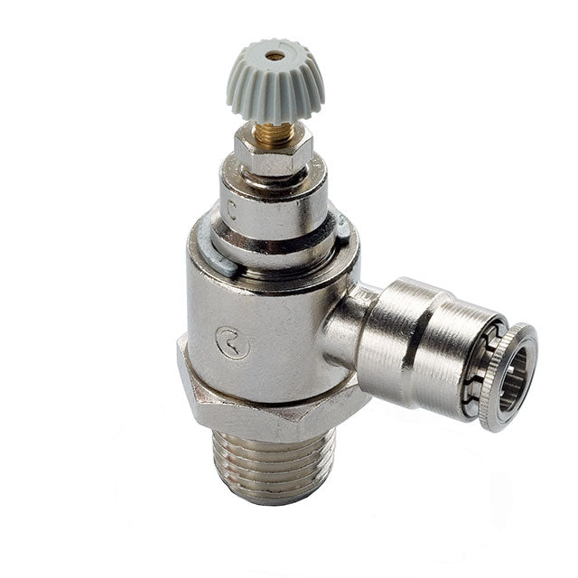 Camozzi Automation GMVU 04-04 GMVU Restrictor de flujo, ajustable - 14.5 ~ 145 PSI (1 ~ 10 bar) -