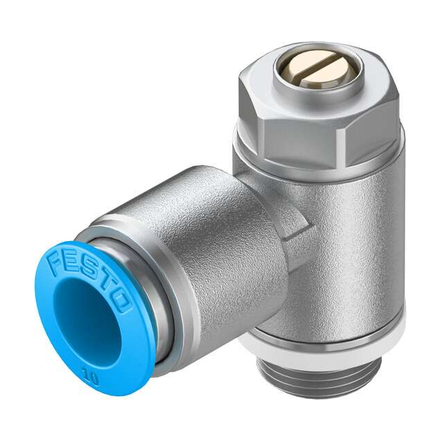 Festo Corporation GRLA-1/4-QS-10-D - Restrictor de flujo, ajustable Una dirección 3 ~ 145 PSI (0.2 ~ 10 bar) -