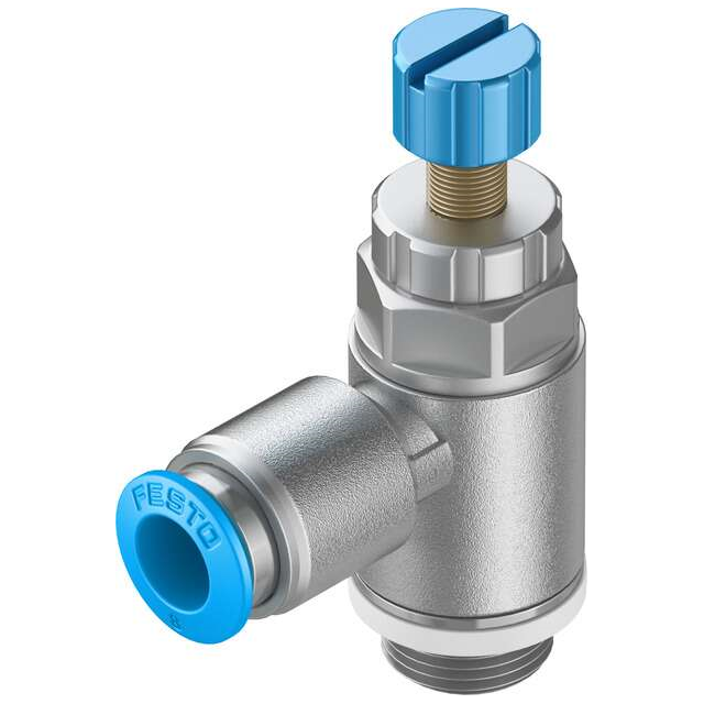 Festo Corporation GRLA-1/4-QS-6-RS-D - Restrictor de flujo, ajustable Una dirección 3 ~ 145 PSI (0.2 ~ 10 bar) -