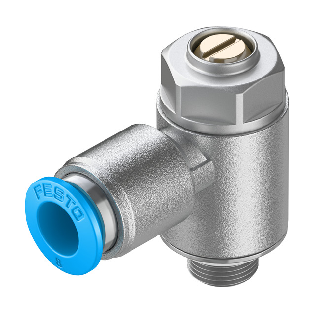 Festo Corporation GRLA-1/8-QS-8-MF-D - Restrictor de flujo, ajustable Una dirección 3 ~ 145 PSI (0.2 ~ 10 bar) -