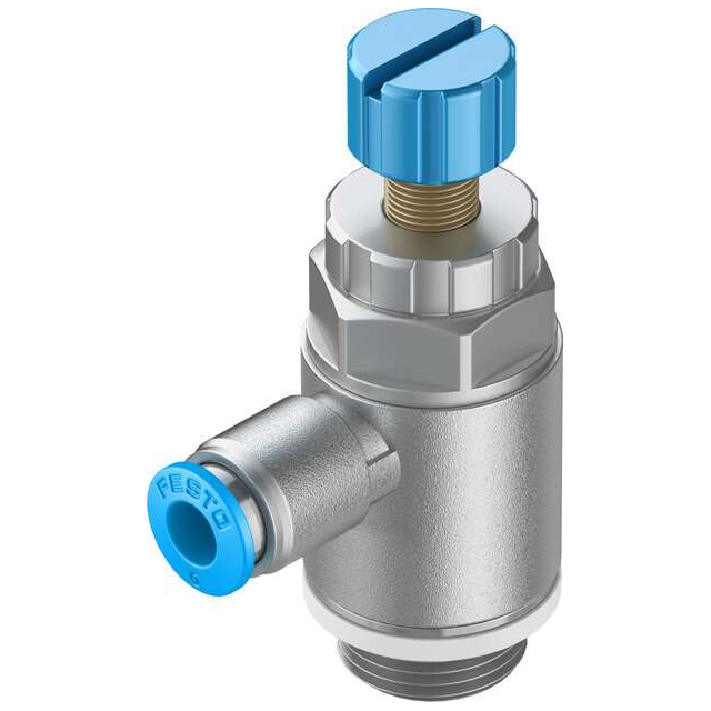 Festo Corporation GRLA-3/8-QS-6-RS-D - Restrictor de flujo, ajustable Una dirección 3 ~ 145 PSI (0.2 ~ 10 bar) -
