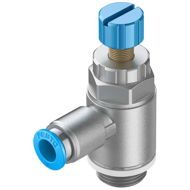 Festo Corporation GRLA-3/8-QS-8-RS-D - Restrictor de flujo, ajustable Una dirección 3 ~ 145 PSI (0.2 ~ 10 bar) -