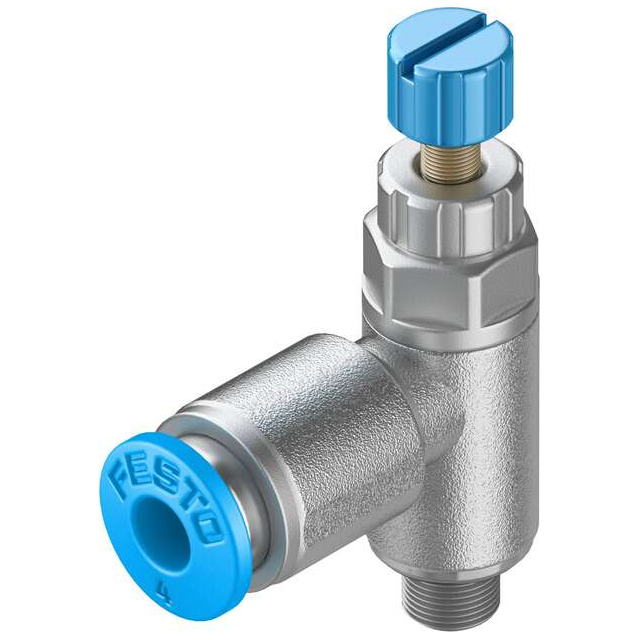 Festo Corporation GRLA-M5-QS-4-RS-D - Restrictor de flujo, ajustable Una dirección 3 ~ 145 PSI (0.2 ~ 10 bar) -