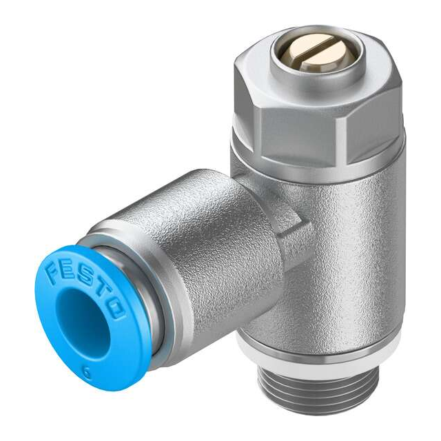 Festo Corporation GRLZ-1/8-QS-6-D - Restrictor de flujo, ajustable Una dirección 3 ~ 145 PSI (0.2 ~ 10 bar) -