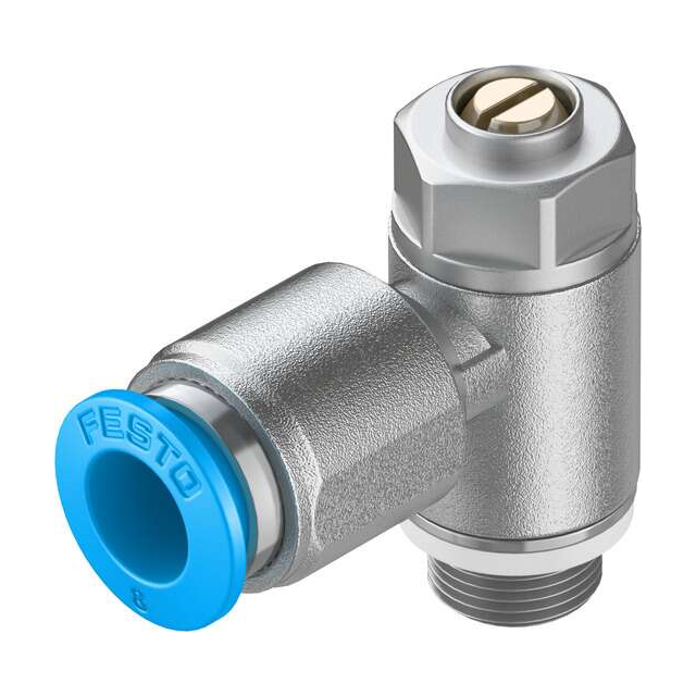 Festo Corporation GRLZ-1/8-QS-8-D - Restrictor de flujo, ajustable Una dirección 3 ~ 145 PSI (0.2 ~ 10 bar) -