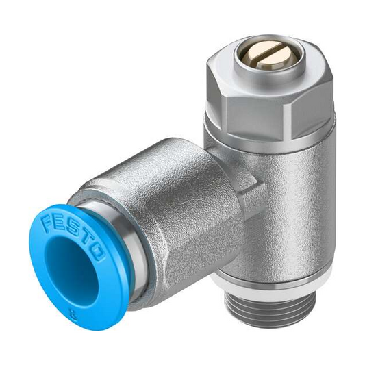 Festo Corporation GRLZ-1/8-QS-8-D - Restrictor de flujo, ajustable Una dirección 3 ~ 145 PSI (0.2 ~ 10 bar) -