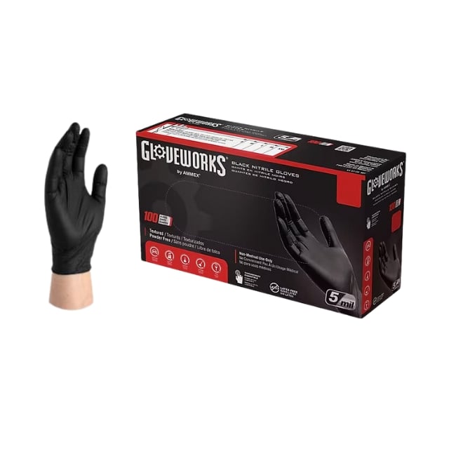 Gloveworks GWBN491005milbox - Guantes desechables (descartables) Negro