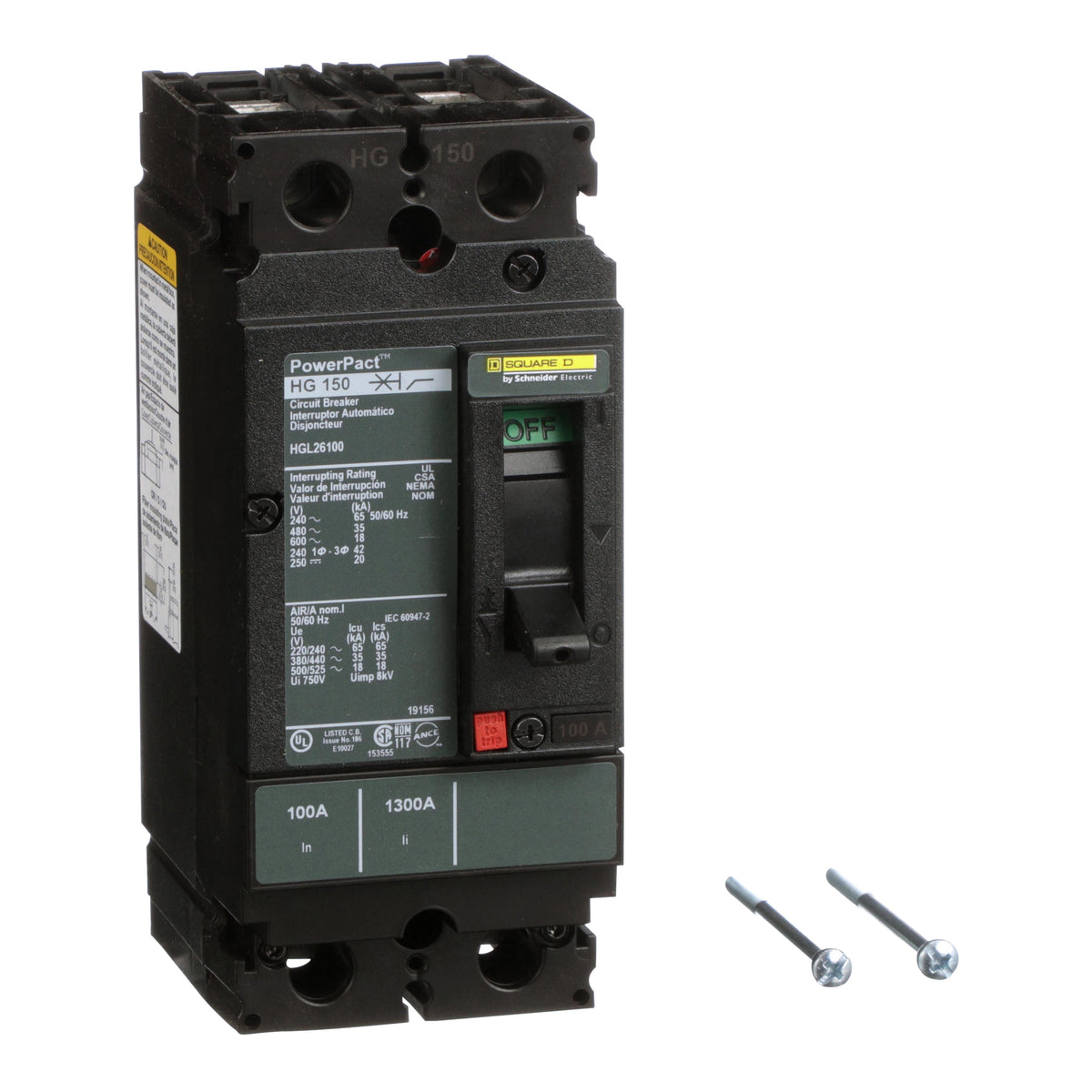Schneider Electric HGL26100 PowerPact H Montaje de chasis Termomagnético 100A