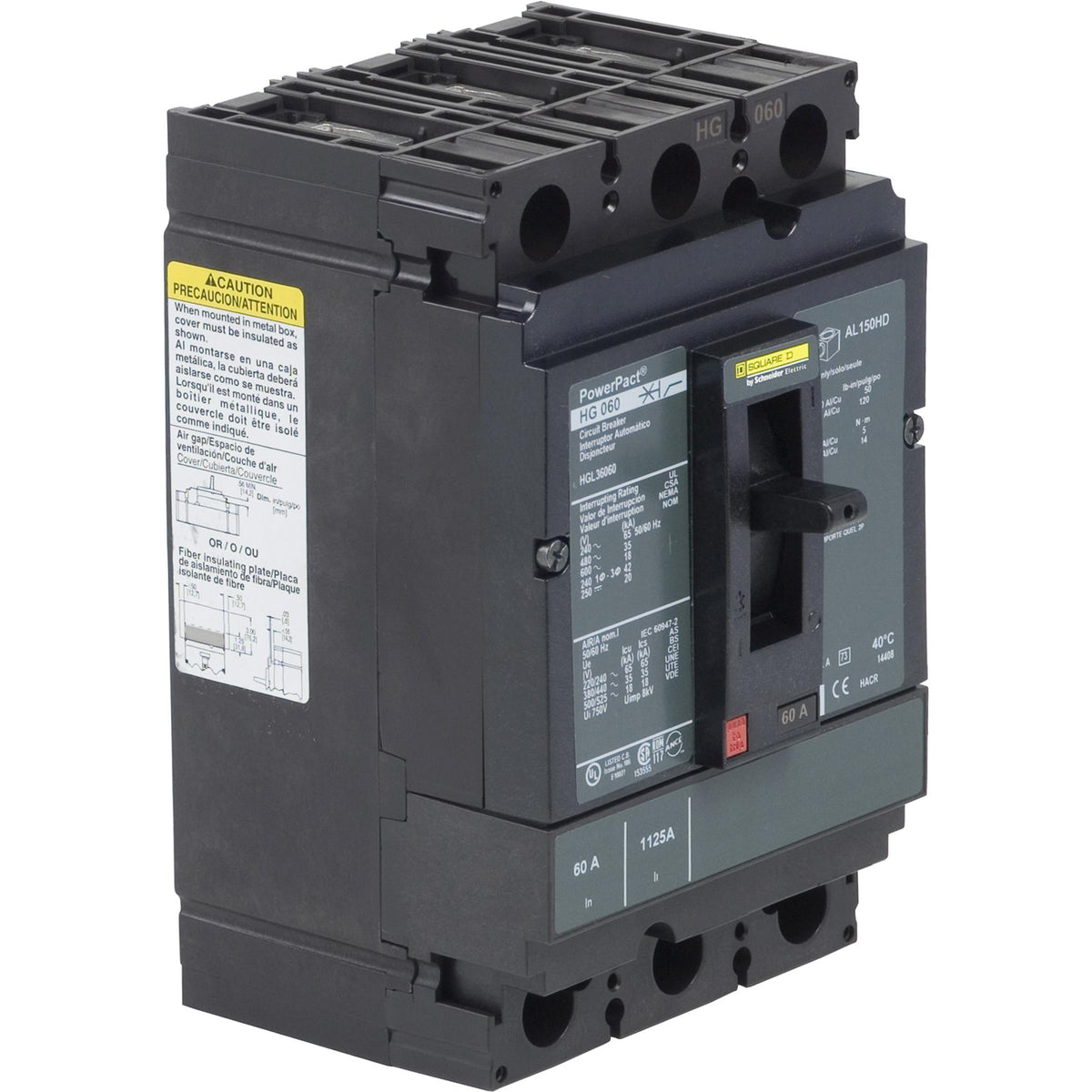 Schneider Electric HGL36060C PowerPact Montaje de chasis Termomagnético 60A