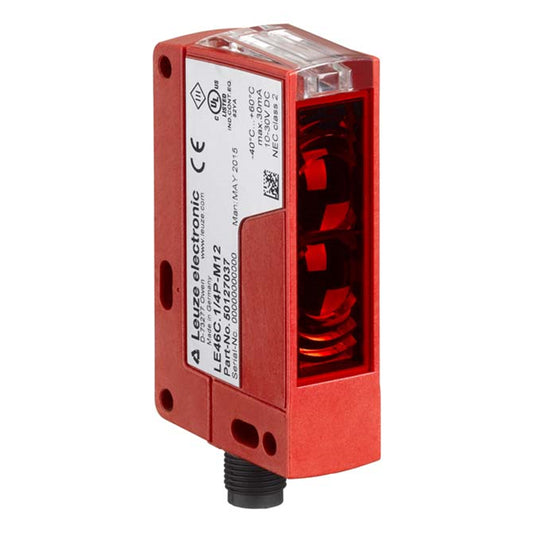 Leuze PRK46C/4P-M12 46C Retroreflectivo 3.937" ~ 1181.102" (100mm ~ 30m) 1ms IP67, IP69K, IEC 60947-5-2