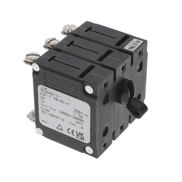 Sensata-Airpax IEG666-1-62F-7.50-01-V IEG Montaje en panel Magnético, (retardo hidráulico) 7.5A