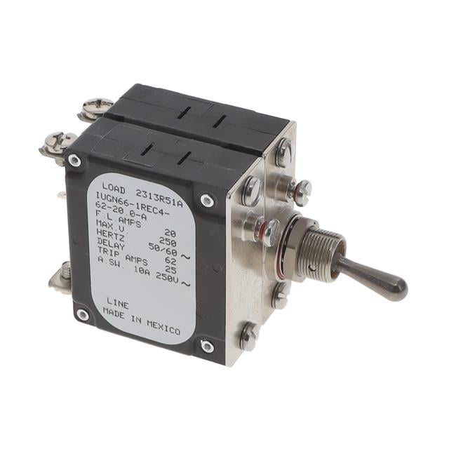 Sensata-Airpax IUGN66-1REC4-62-20.0-A IUG Montaje en panel Magnético, (retardo hidráulico) 20A