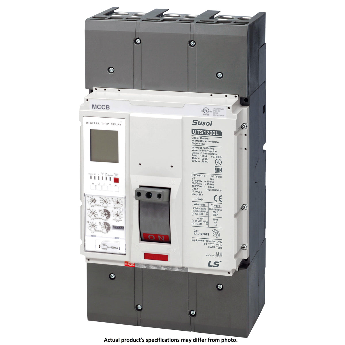 LS Electric UTS1200N NG0 1200A 3P LL UL Susol-MCCB Montaje en panel Termomagnético 1.2kA