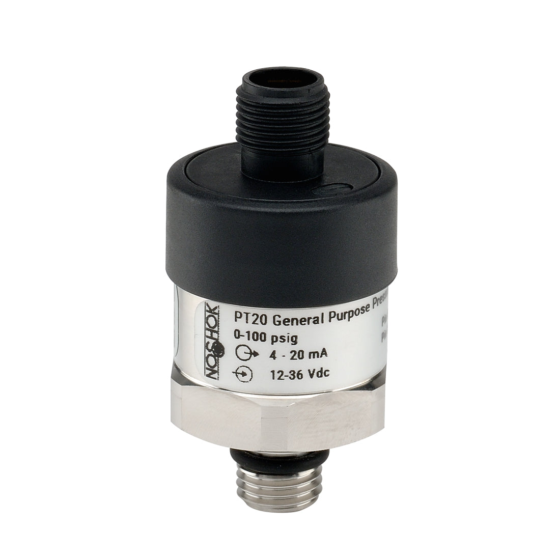 NOSHOK, Inc. PT20-100psig-1-1-45-25-ST8-CC PT20 Industrial Medidor Corriente analógica, voltaje analógico Macho - 7/16" (11.11mm) SAE4