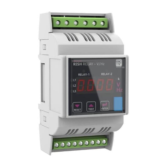Rishabh Instruments RISH RELAY V/HZ-1-1001-HA - Acera acanalada hacia delante 60 ~ 300VCA/CC 0 ~ 30s -10°C ~ 55°C