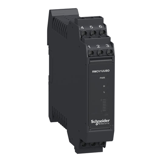 Schneider Electric RMCV1UUBD Harmony Transductor de voltaje de CC 0 ~ 500VCA 0 ~ 20mA, 0 ~ 10VCC