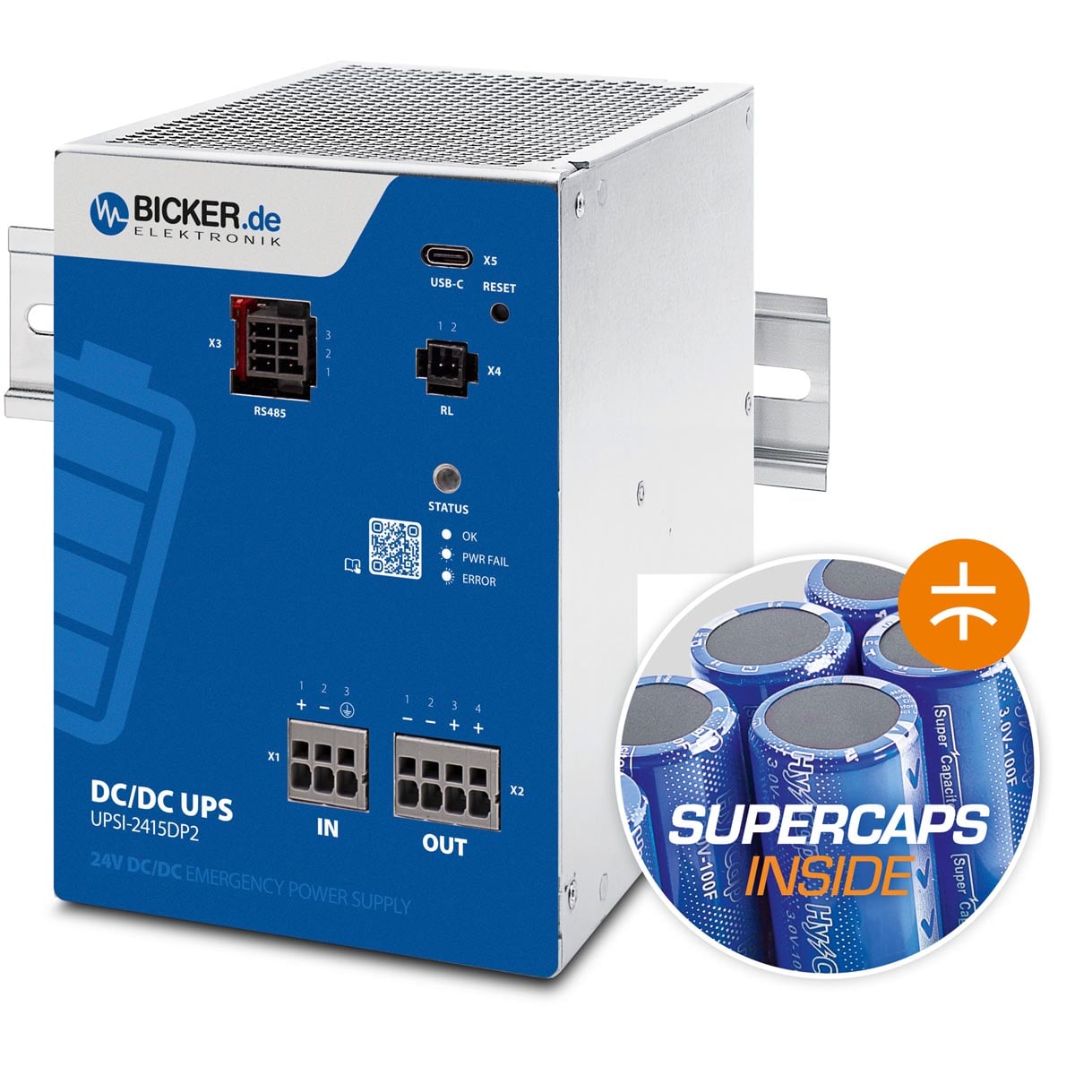 Bicker Elektronik GmbH UPSI-2415DP2 * - Uso general, control industrial, red, monofásico Riel Din