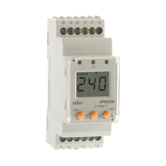 Selec Controls USA Inc. VPRD2M-BL-CE VPRD2M Sobrecorriente, asimetría de fase, pérdida de fase, secuencia de fase, subvoltaje 127 ~ 288VCA 0 ~ 300s -10°C ~ 55°C