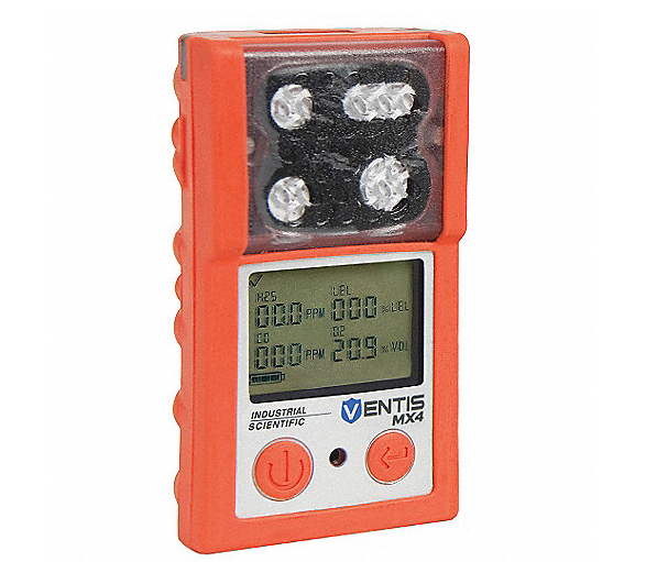 Monitor de gas Ventis MX4, O2 LEL H2S CO, (Oxígeno, monóxido de carbono, Sulfuro de Hidrógeno, Límite explosivo más bajo Gas LEL) Industrial Scientific con batería # VTS-K1234101101