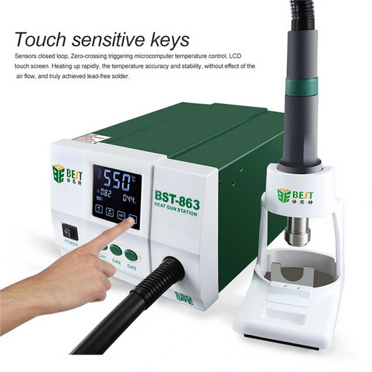 Estación de retrabajo SMD MEJOR BST-863 1200W 220V / 110V con pantalla táctil LCD inteligente - Enchufe de 110V EE. UU.