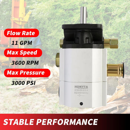 Bomba hidráulica de troncos de 11 GPM Bomba de engranajes de 2 etapas, bomba de engranajes HI/LO, bomba divisora de madera de 3000 PSI, 3600 RPM, bombas divisoras de troncos de aluminio de 1/8