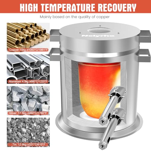 Nelyrho Kit de Horno de Fusión de Propano #NY-015 15KG para Fundición de Metal – Horno de Fundición de Alta Temperatura de 135,000 BTU con Crisol y Pinzas, Calentamiento Rápido para Oro, Plata, Cobre