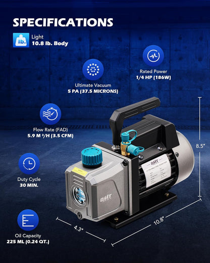 Orion Motor Tech Cámara de vacío de 3 galones con kit de bomba, bomba de vacío de 3.5 cfm y kit de cámara con tapa de vidrio templado manguera de 5 pies, kit de cámara de desgasificación al vacío para