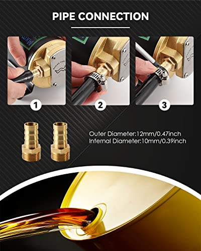 Bomba eléctrica de transferencia de combustible Mxmoonant, bomba de cambio de aceite, bomba de engranaje impulsor de cebado automático, extractor de aceite eléctrico de 3,2 GPM para camión marino de queroseno diésel (24 V)