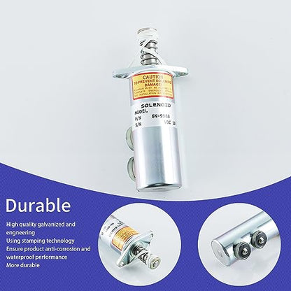 6N-9988 Solenoide de apagado de combustible 6N-3749 7N-8883 9L-7880 9N-1068 para Caterpillar Engine 3208 Paving Compactor CB-614 CP-553 CS-551 CS-553 PS-500 2 terminales 1 VDC 2VDC