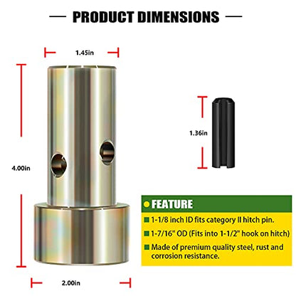 Juego de bujes adaptadores de enganche rápido para tractor de 3 puntos de categoría II, 2 pares