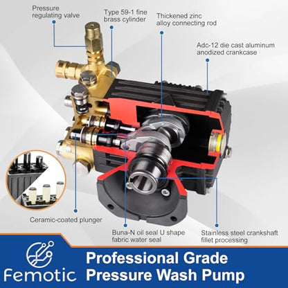 Bomba de lavado a presión eje de 1 pulgada, bomba de lavado a presión 4000 psi, bomba de lavado de potencia 4.8gpm 8-15 HP 22 libras incluyendo lubricante, compatible con Simpson Honda Dewalt