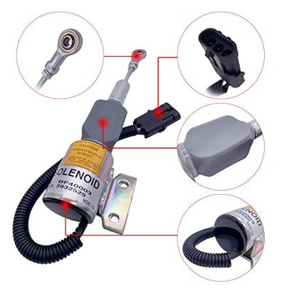 Earlyred Solenoide de apagado de combustible 3932529 3932929 SA-4756-12 SA-4891-12 3930658 3935431 SA475612 J932529 compatible con 6BT 4BT Cummins 5.9L