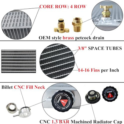 Radiador de tractor para John Deere AT146006 410D 410B 410C 415 510B C 515 610 510D, radiador de aluminio de 4 filas