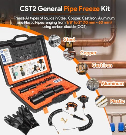 CST2 General Cold-Shot - Kit de reparación de congelación de tubería de agua con CO2 para tubería de agua con CO2, kit de reparación de congelación para acero y cobre, hierro fundido de aluminio de