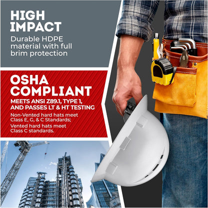 Acerpal Casco duro OSHA con diseño de fibra de carbono ventilada de ala completa con suspensión de 6 puntos (opciones 1)