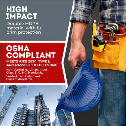 Acerpal Casco duro OSHA con diseño de fibra de carbono ventilada de ala completa con suspensión de 6 puntos (opciones 1)