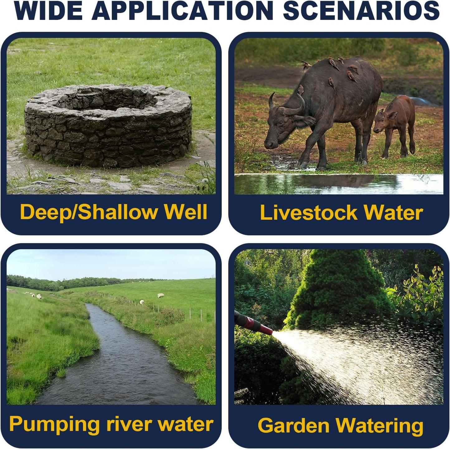 WASSERMANN Bomba séptica de 4 pulgadas con efluente sumergible/bomba de succión inferior de cisterna con cable de 33 pies, 1/2HP, 115V/60HZ, 26GPM, cabeza de 138 pies, bomba de pozo profundo de acero