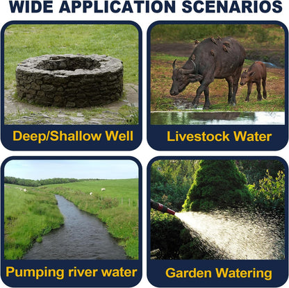WASSERMANN Bomba séptica de 4 pulgadas con efluente sumergible/bomba de succión inferior de cisterna con cable de 33 pies, 1/2HP, 115V/60HZ, 26GPM, cabeza de 138 pies, bomba de pozo profundo de acero