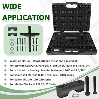 Bonbo Kit de extractor de yugo de servicio pesado alternativo 10803 Kit de herramientas para quitar yugo semircamión, uso para camiones comerciales, para Spicer & Meritor 1610 1710 1760 1810 Series
