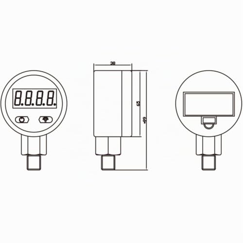 MEASUREMAN Medidor de presión industrial digital de 2-1/2" con esfera, con montaje inferior de 1/4" NPT, carcasa y conexión de acero inoxidable, 0-100 psi/bar, 1%, alimentado por batería, con luz LED MA154