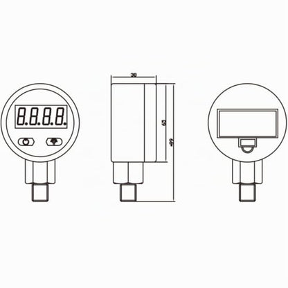 MEASUREMAN Medidor de presión industrial digital de 2-1/2" con esfera, con montaje inferior de 1/4" NPT, carcasa y conexión de acero inoxidable, 0-100 psi/bar, 1%, alimentado por batería, con luz LED MA154