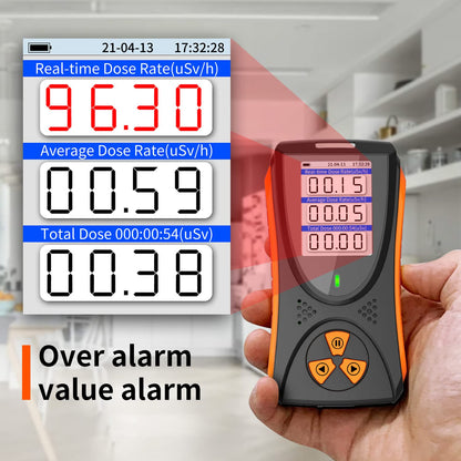 Geiger - Detector de radiación nuclear de contador, dosímetro personal CHNADKS actualizado, monitor de radiación portátil de rayos X gamma beta, funciona con pilas (0.08uSv - 50mSv)