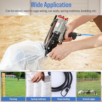 meite SC760S-I2 Pistola neumática de anillo de cerdo con 1000 anillos de cerdo de 16GA, alicates de anillo de cerdo corona de calibre 16 de 1/2 pulgada, cierre de 0.102-0.142 in, alicates ligeros Air