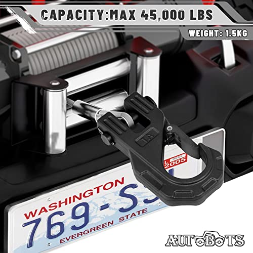 AUTOBOTS Gancho de cabrestante de 3/8 pulgadas, resistente, máximo 20 toneladas (45,000 libras), gancho de cabrestante ATV de acero forjado con pestillo de seguridad, gancho deslizante para